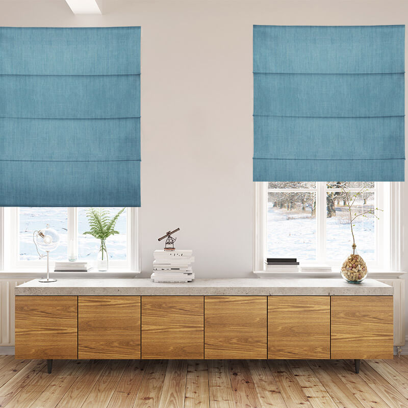 living room roman blinds bonny teal