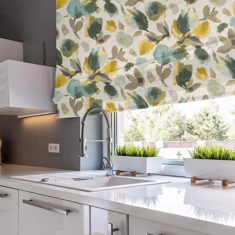 ready made blinds flower burst aqua