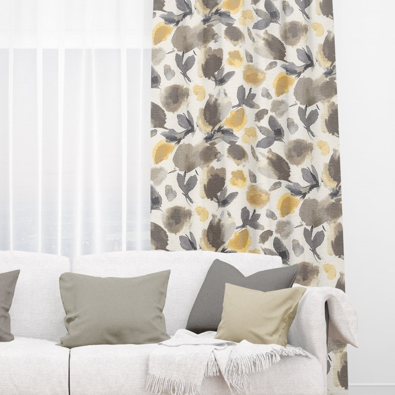 ready made curtains flower burst golden