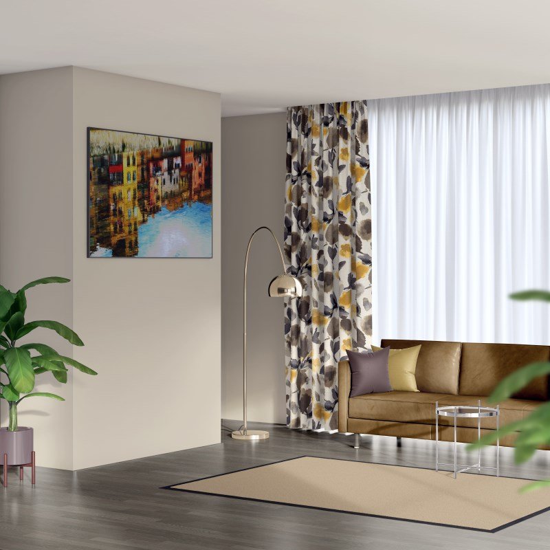 thermal curtians nz flower burst golden