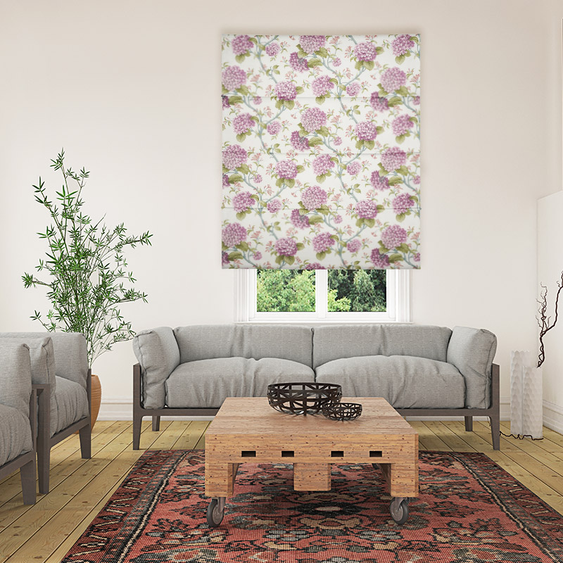 floral roman blinds hydrangea spring